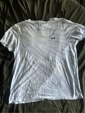 Roark White Short Sleeve Tee with Small Skull Graphic